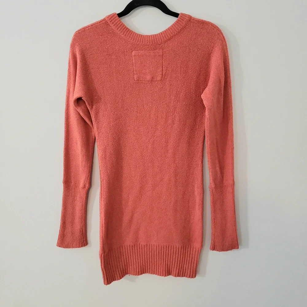 Vintage Hollister Y2K Sweater Medium V-Neck Xtra Long Sleeves Deep V Preppy Fall